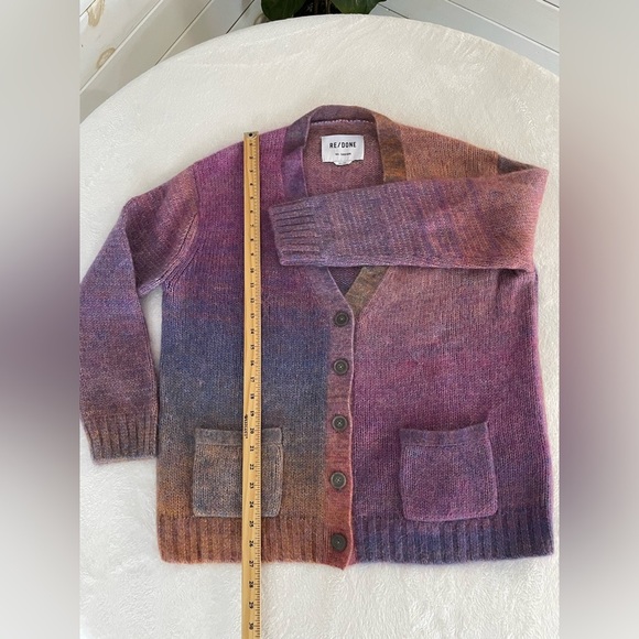 Re/Done 90s Size M Oversized Cardigan Space Dye, Blue/Pink, Retro Sweater - Picture 17 of 17